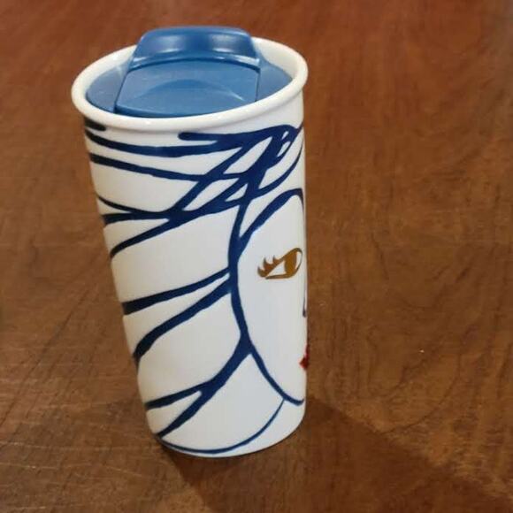 2016 Starbucks Mermaid Winking Eye Ceramic Coffee Travel Mug, Tumbler 10 Oz - Picture 2 of 8